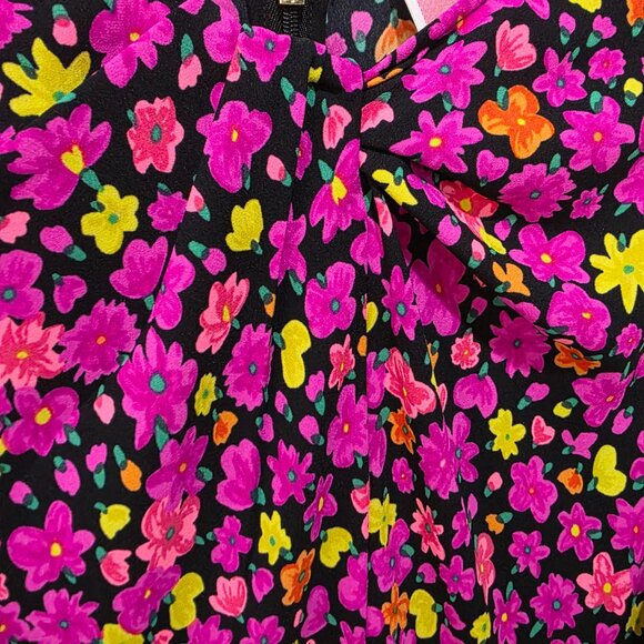 Kate Spade Bright Floral Puff Sleeve Dress Size 6 Multicolor A-Line - Picture 3 of 11